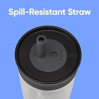 Vista 2 de Owala Vaso de plástico sin BPA para niños, con popote flexible resistente a derrames, fácil de limpiar, botella de agua para niños, ideal para Negro