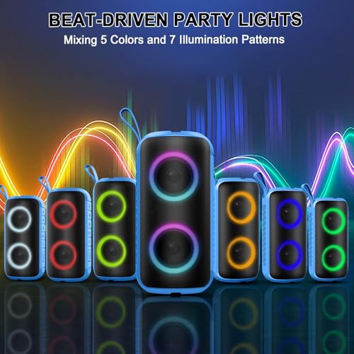 Image of Hupoaf Bluetooth Speaker, 2026 New Portable Wireless Speaker with 6D Loud Sound, IPX7 Waterproof, HD Call, RGB Lights, 12H Playtime for Home /Party /Outdoor /Beach, Electronic Gadgets, Birthday Gift