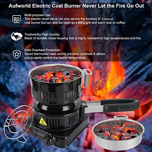 Aufworld Kohle Brenner Kohleanzünder Elektrisch mit Abnehmbarem Kohlekorb und 304er Stahl Spirale Einstellbare… – Bild 7