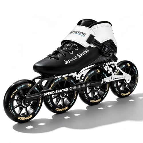Professional Carbon Fibre Inline Speed Skates for Women & Men Speed Skates with 110mm High Rebound Wheels & ABEC-9 Bearings for Racing Lightweight CNC Frame for Maximum Velocity (US 10/EU 43)