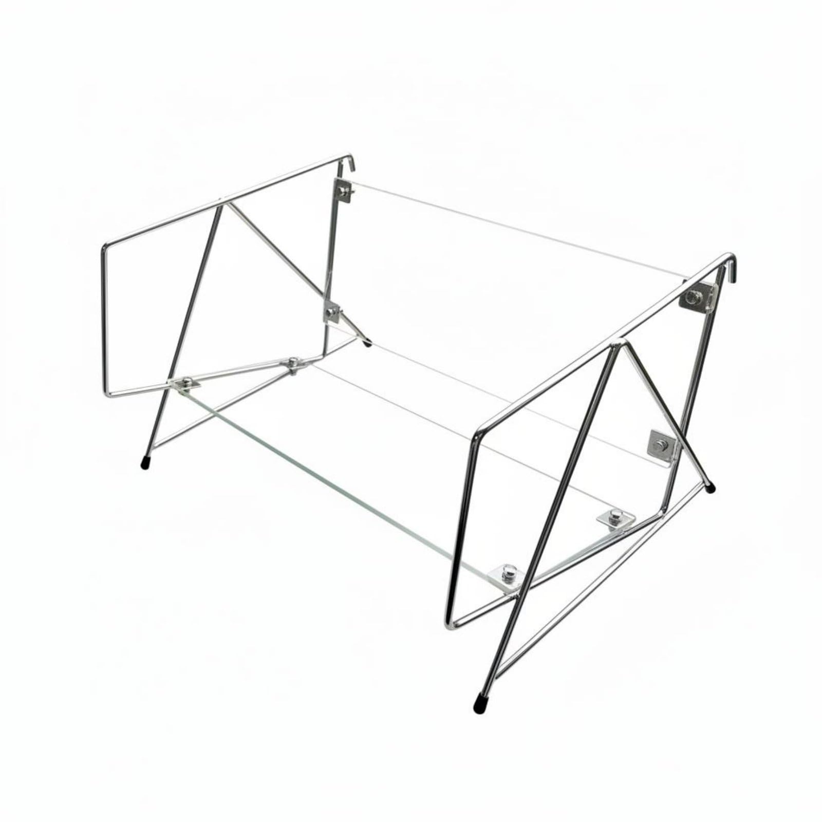 Glass Stand Iron Frame Desktop Display Rack Modern Minimalist Metal Book Holder for Desk, Office, Study Room, Silver | Racks Home Organization Household Supplies & Cleaning-image-14