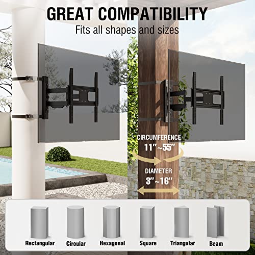 Zebozap No Drill Outdoor Tv Mount | Gazebo Tv Mount | Patio Tv Mount | Pillar Tv Mount | Pergola Tv Mount | Square Post Tv Mount | Stainless Steel Screws | Weatherproof | Holds 80Lbs | All Black #TOP6
