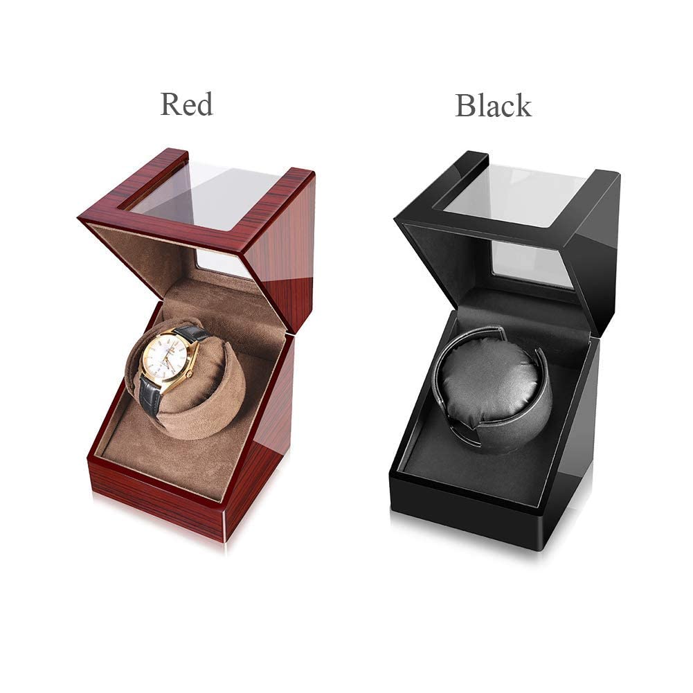 XJBTBA Scatola avvolgimento di Orologi Meccanica Automatica Avvolgitore per Singolo in Pelle con Moto Silenzioso Classico Orologio da Tavolo (B)
