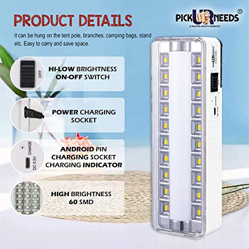 Image of Pick Ur Needs Rechargeable Home Emergency Tube +10 SMD LED Floor Lantern Lamp Light (White 2)