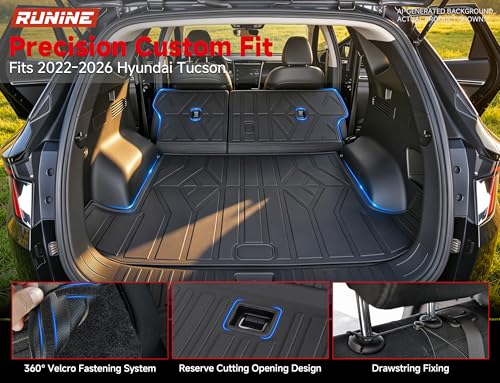 Image of Floor Mats for Hyundai Tucson 2022-2026 (Not for Hybrid & PHEV), 2-in-1 All Weather TPE Floor Liners with Removable Carpet Layer, Custom Fit Waterproof Anti-Slip Car Mats Front & Rear