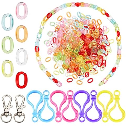 PandaHall 258pcs Ovaler Acryl-Verbindungsring Mit Karabinerverschluss-Set Cover