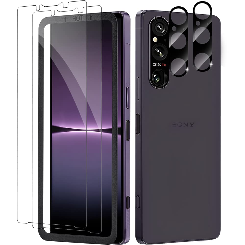 Amazon | 【2+2 枚セット】Xperia 1 V ガラスフィルム （2枚入り）＋ 