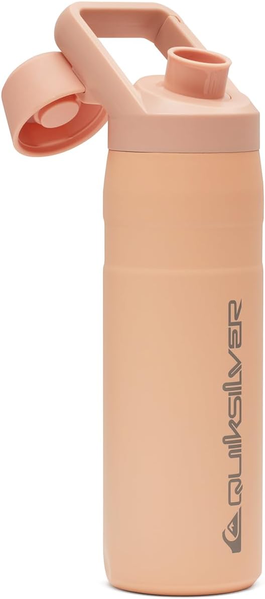 Quiksilver 24oz Stainless Steel Water Bottle, Wide Mouth Insulated Tumbler with Carabiner Hook, 18/8 Steel, 24hr Cold, BPA Free Reusable Bottle for Men, Women (Peach Parfait, 24oz)