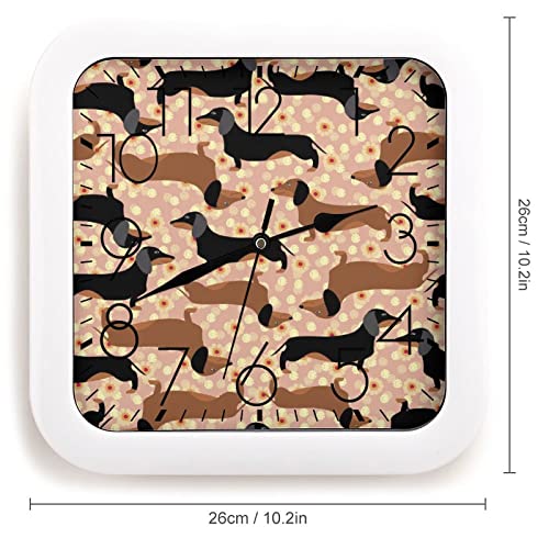 Pendule murale silencieuse mécanisme quartz chien marron moderne 26cm