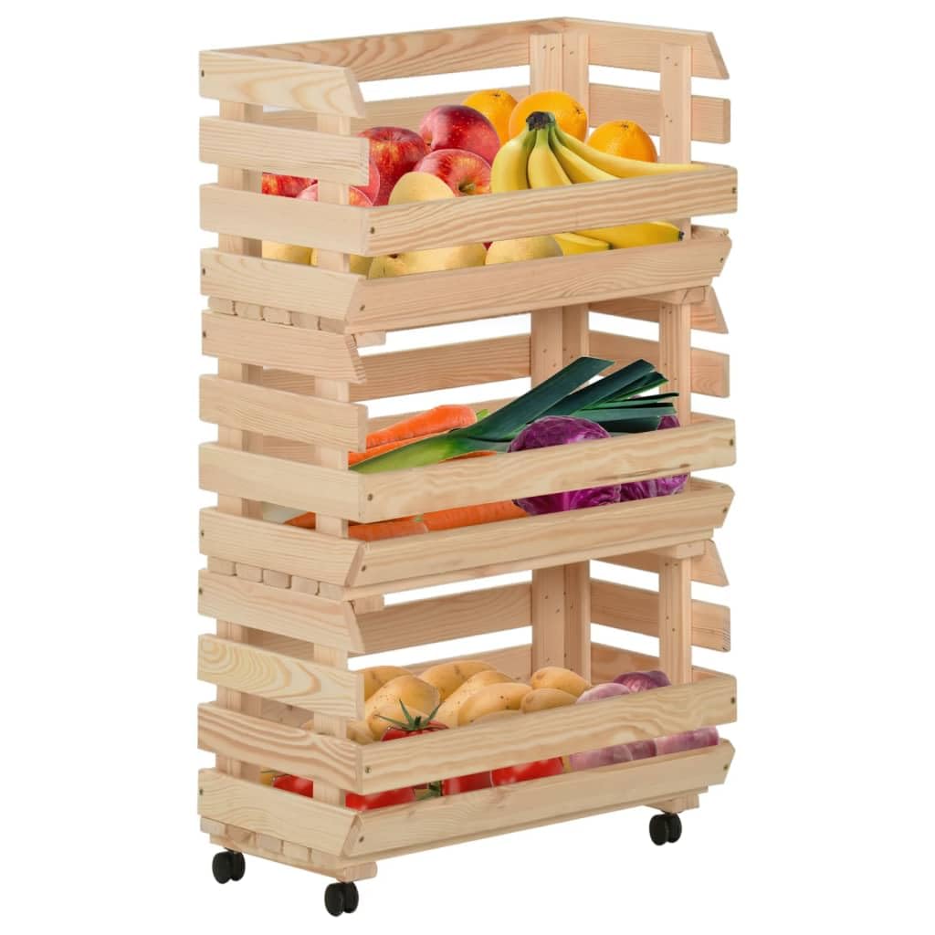 Versátil carrito de cocina de pino macizo, carrito rodante de 37 x 30 x 80 cm con amplio almacenamiento para alimentos y platos, perfecto para comedores y uso utilitario