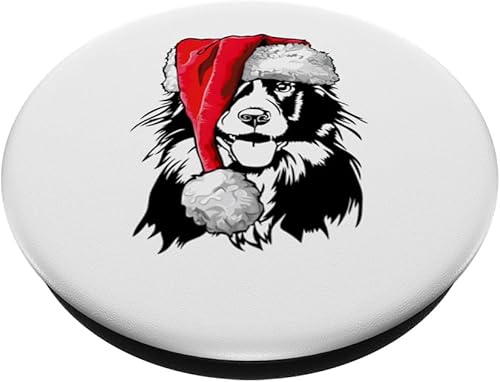 Miniatura 2 de Funny Santa Border Collie Christmas dog mom dog PopSockets Standard PopGrip