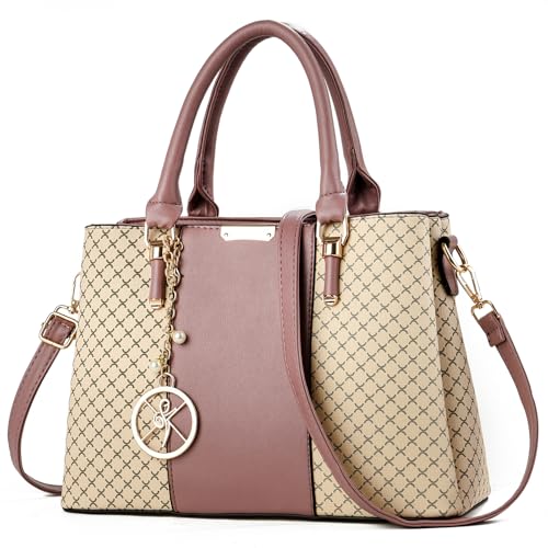 Purse and Handbags for Women, 3 Zip Compartments Tote Bag