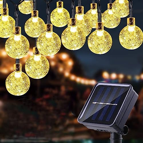 Chipark Solar String Lights Garden, 39Ft 100 LED Outdoor/Indoor Crystal Balls Fairy Lights Solar Powered 8 Modes Waterproof Decorative Lighting for Party, Home, Festival, Christmas(Warm White)