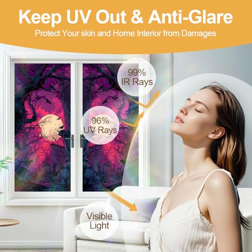 Vinilo decorativo para ventana bosque espeluznante 17.3 x 39.3 in miniatura 4