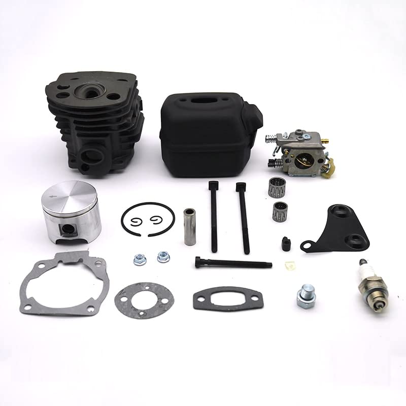 LILYY Silenciador de Escape de carburador de pistón de Cilindro de 46MM, Kit de Tensor de Ajuste de Cadena for Husqvarna 55 51, Pieza de Repuesto de Motosierra de jardín