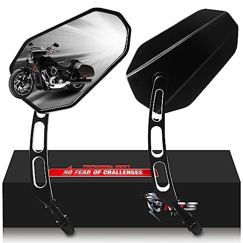 MZS Motorcycle Mirrors Black M8 Motorbike Rear View Mirror Side Accessories Hollow Rod Arrow Compatible with Sportster Road King Street Glide Electra Dyna Softail Ultra Vrod