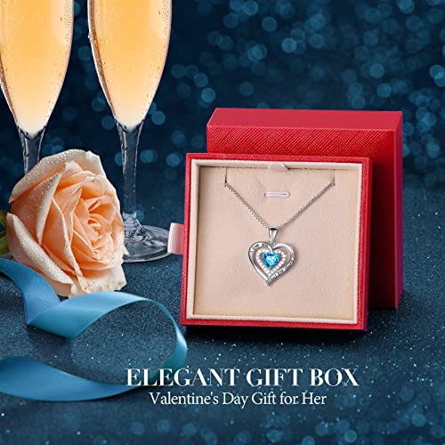 Jewelry Necklace For Women Wife, December Birthstone Necklace Heart Pendant, Sterling Silver Necklaces For Girlfriend Mom, Women's Jewelry Created Topaz Necklace Gift For Her, Anniversary Mother's Day Valentine's Day Wedding Graduation Birthday Gifts For Women #TOP5