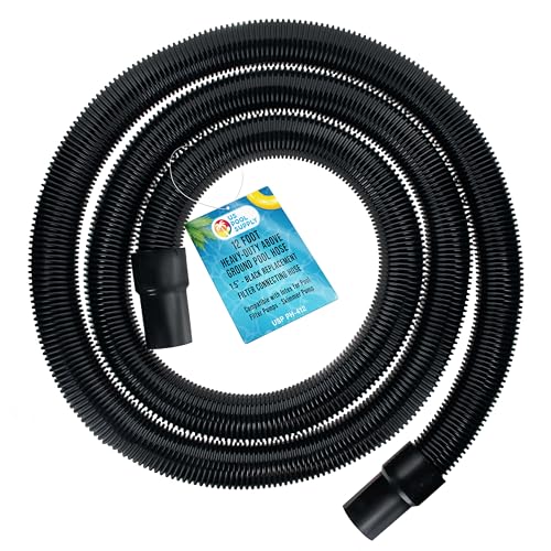 U.S. Pool Supply 12 Foot Heavy-Duty Above Ground Pool Hose, 1.5" - Black Replacement Filter Connecting Hose, Flexible Spiral Wound EVA - Compatible with Intex for Pool Filter Pumps -Skimmer Pump