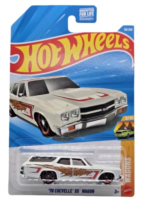 Hot Wheels '70 Chevelle SS Wagon [White] Wagons 3/10, 110/250-1:64 Scale Diecast Toy Vehicle