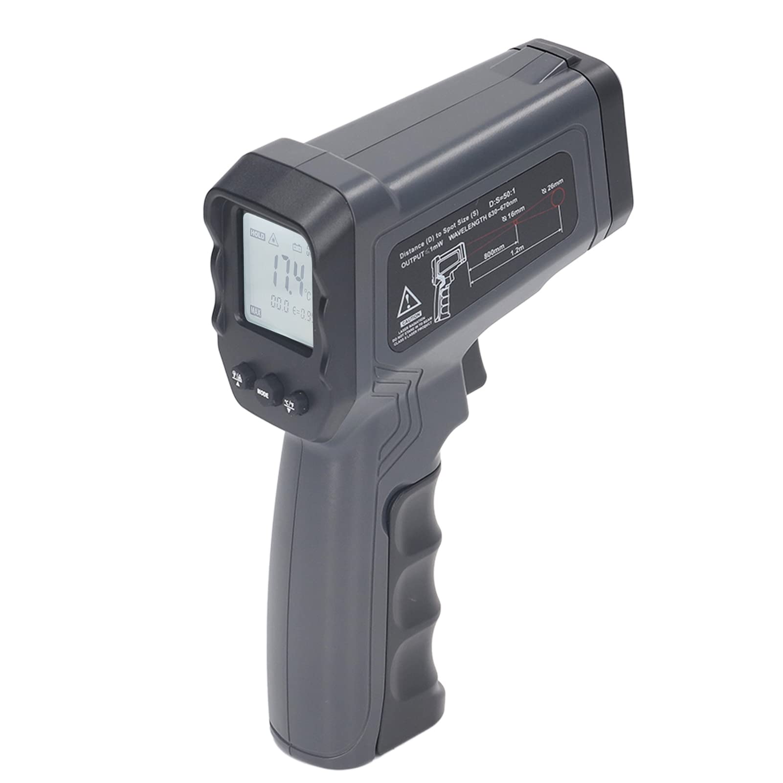Mumusuki DT8016E Thermometer Hand-Handthermometer, Temperaturmessgerät, Handthermometer, Temperaturmessgerät, Temperaturdetektor, Berührungsloses IR-Temperaturmessgerät – 50 – 1600 ℃