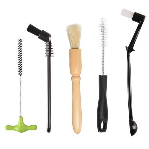 Espresso Machine Cleaning Brush Set - CAFEMASY 4 Pieces Coffee Cleaning Brush Natural Bristles Wooden Brush for Coffee Grinder and Nylon Brush for Espresso Machine Cleaning