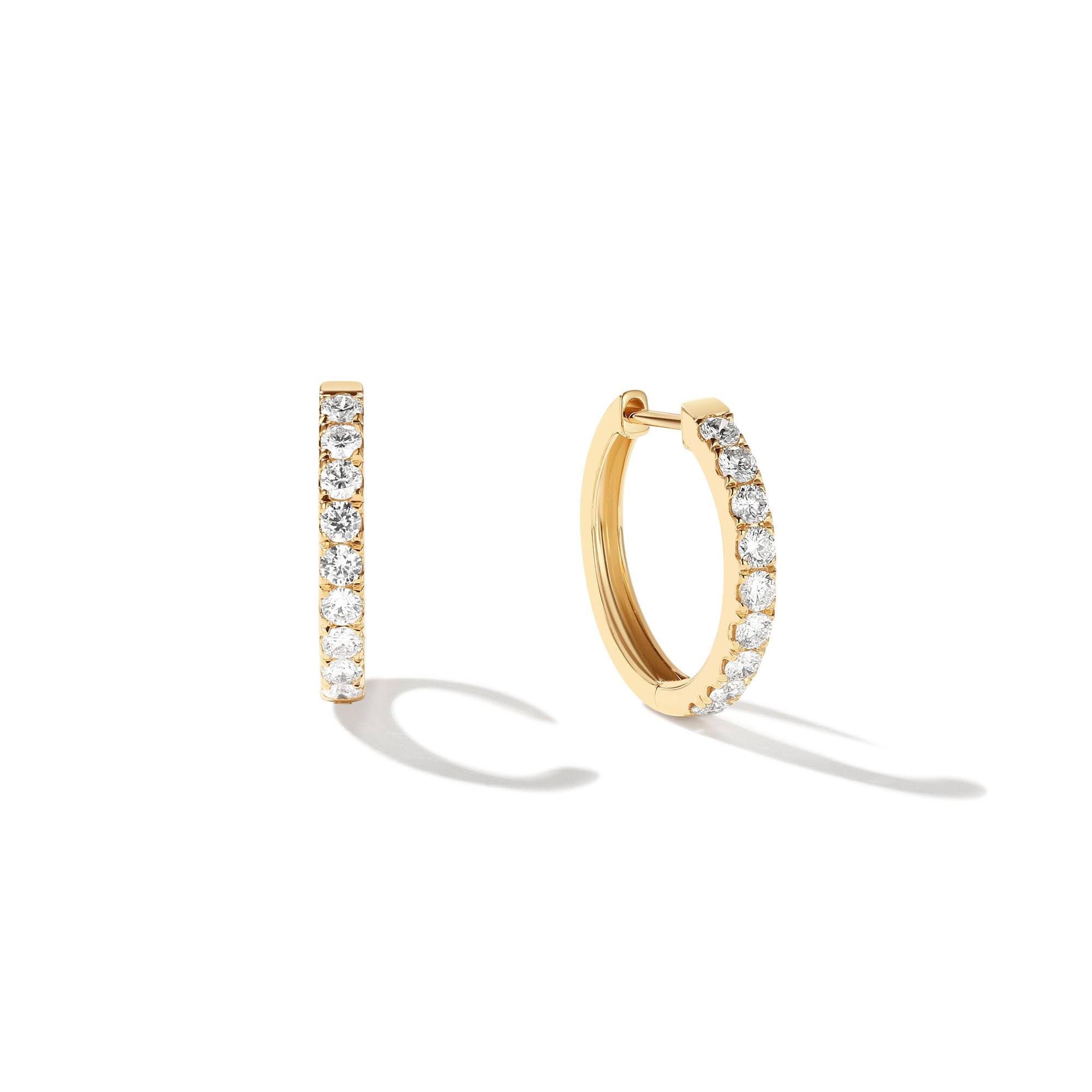 FANCIME Lab-Grown Diamant Creolen Huggies Ohrringe aus Solide 14 Karat 585 Gelb Gold Ohrringe Schmuck Geburtsstein Geschenk für Damen Mädchen Sie (0.7 ct, D-E Farbe, VS Clarity), Durchmesser: 15 mm