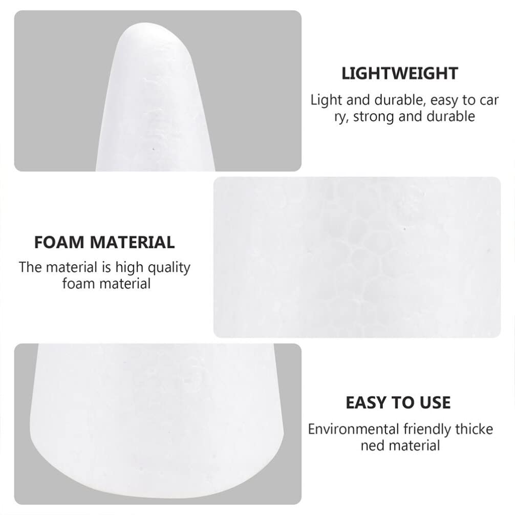 3 conos de espuma de 30 cm para manualidades, conos de espuma de poliestireno, conos de espuma de poliestireno para bricolaje, árbol de Navidad, decoración de proyectos de