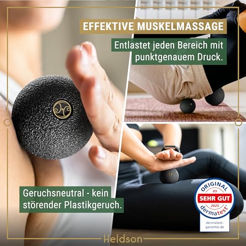 HELDSON® Premium Faszienball klein 2er Set [6cm & 8cm] - Faszien Ball hart - Faszienball für Füße - Massage Ball um Verspannungen in Nacken, Schulter zu lösen - Faszienkugel - Massageball Rücken