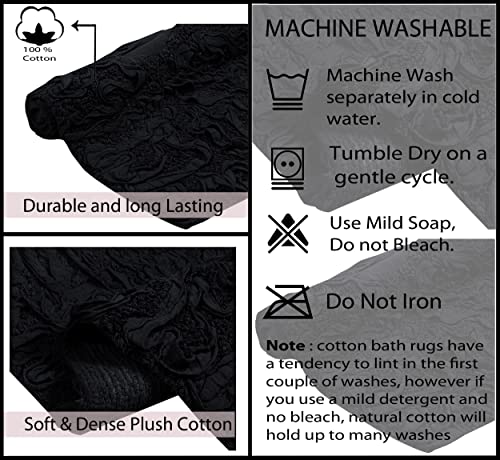 Home Weavers Bell Flower Collection 100% Cotton Tufted Bath Rugs, Extra Soft and Absorbent Bath Rugs, Non-Slip Bath Mats, Machine Washable, Bathroom Bath Mats, 5 Piece Set with Runner, Black by Home Weavers - Image 5