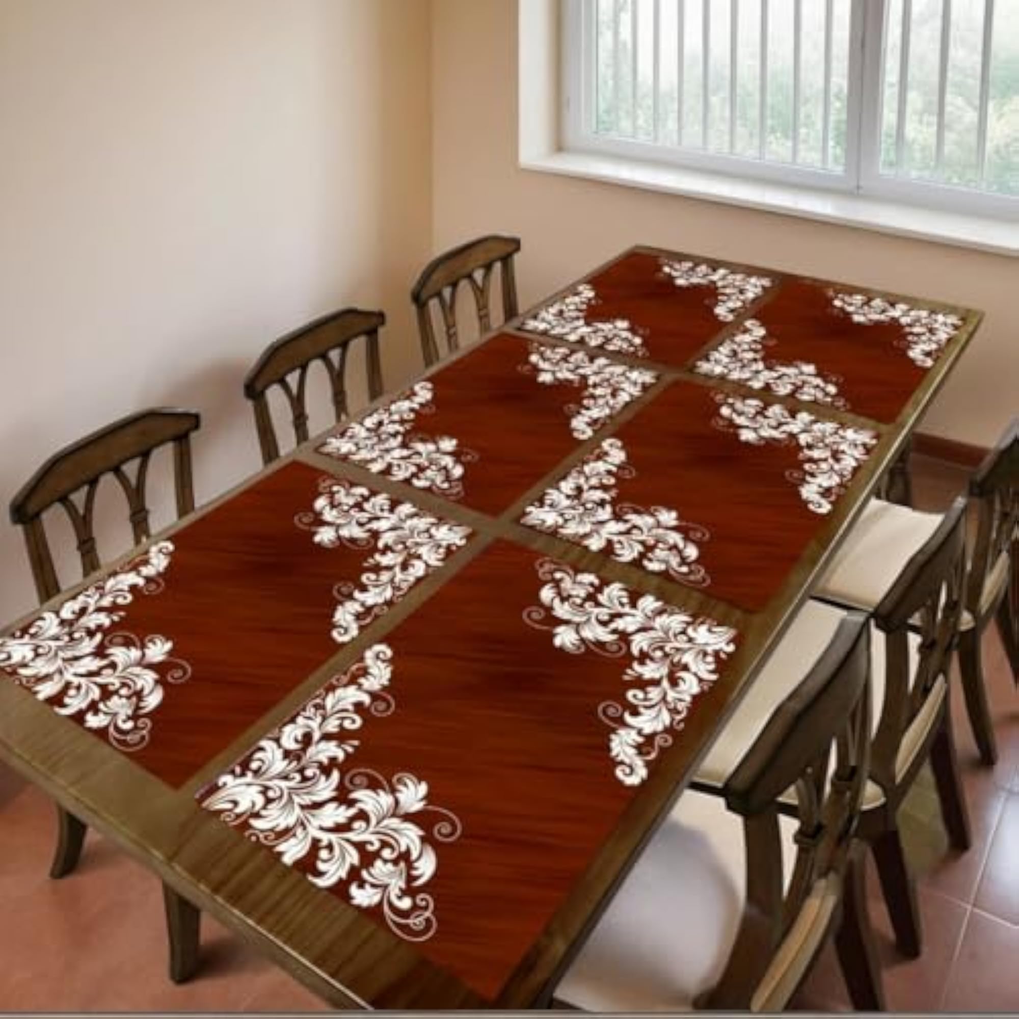 Printed PVC Waterproof Table Mats for Dining, Set of 6