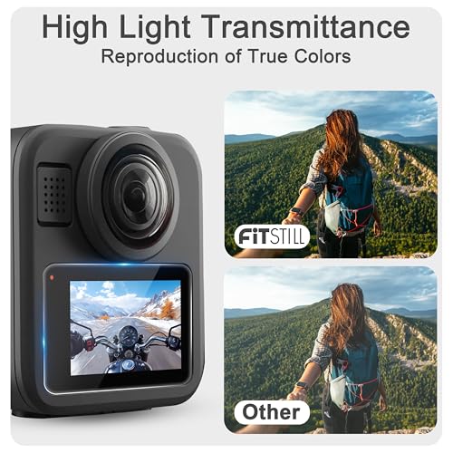 Image of FiTSTILL Tempered Glass Screen Protector for Go Pro MAX2 /MAX360 2025 /MAX Fusion(2019),Scratch Resistant LCD Tempered Glass Film 9H Hardness Guard Touch Sensitive Easy Installation Accessory