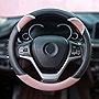 Alusbell Cute Carbon Fiber Steering Wheel Cover Synthetic Leather Auto Car Steering Wheel Cover for Women Universal Fit 15 Inch (Pink)
