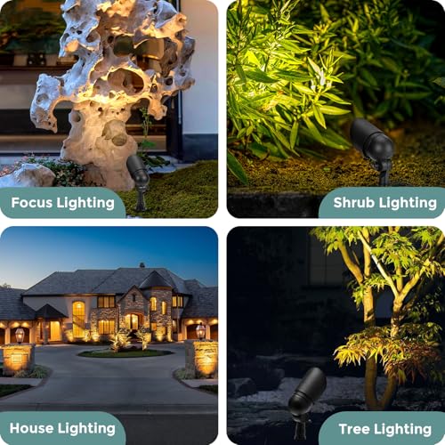 Gardencoin Low Voltage Landscape Spotlight, 12V LED Outdoor Landscape Lighting, Landscape Spot Lights Wired for Garden and Yard, Aluminum Up Lighting Fixture with 5W MR16 Replaceable Bulb (12 Pack) - Image 7