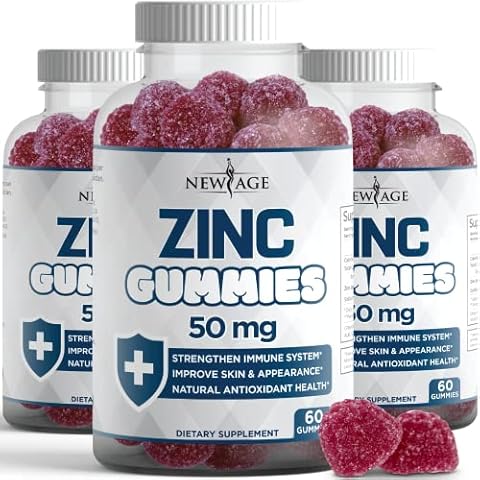 NEW AGE Zinc Gummies - 50mg High Immune Booster Zinc Supplement, Immune Defense, Powerful Natural Antioxidant, Non-GMO 180 Count (Pack of 3) Cover