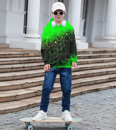 Image of Belovecol Boys Hoodies 3D Printed Hooded Sweatshirts with Pocket for 6-16Y | Pullover Hooded Style Pattern All-over Printed Long Sleeve Non-Fleece Soft Lightweight Tops for Kids