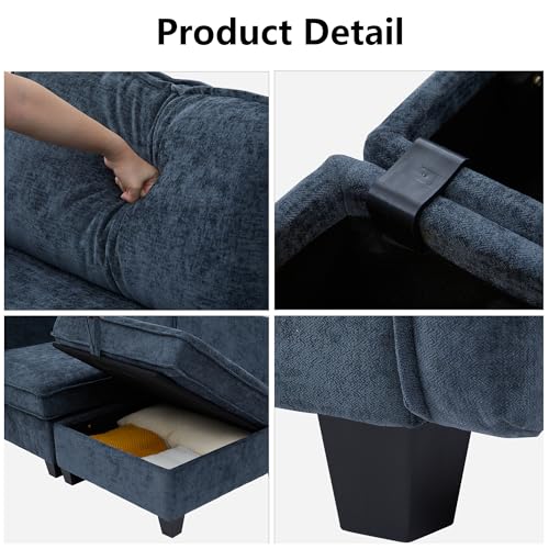 Image of ORRD Oversized Modular Sectional Sofa Set, Convertible U Shaped Couch with Storage, 8 Seater Sofa Modular with Ottomans and Reversible Chaise for Living Room, Office (Blue Grey)