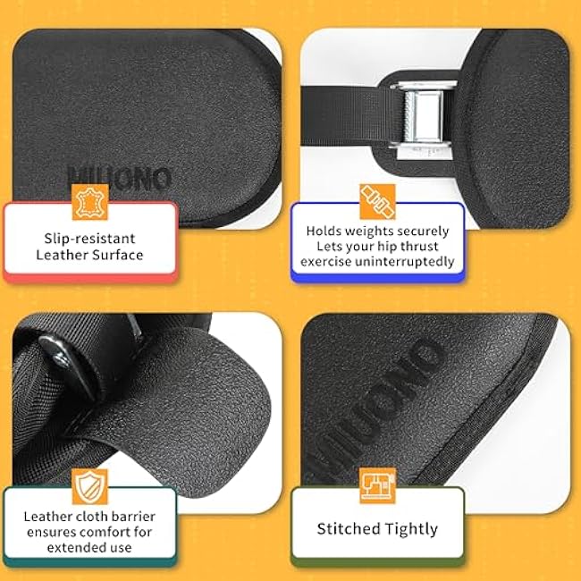 Hip Thrust Belt, Dumbbell Hip Thrust Belt for Kettlebells or Grip Plates, Thicker Slip-Resistant Leather Glute Bridge Pad Machine for Booty Workout of Home Gym