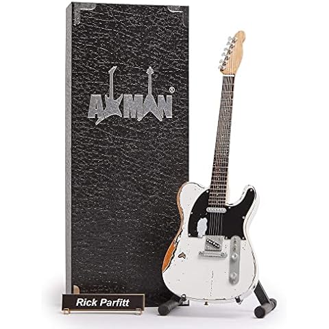 Axman Rick Parfitt (Status Quo) Distressed Miniature Guitar Replica - Music Gifts - Handmade Ornamental 1/4 Scale - Includes a Display Box, Name Tag and Miniature Guitar Stand Cover