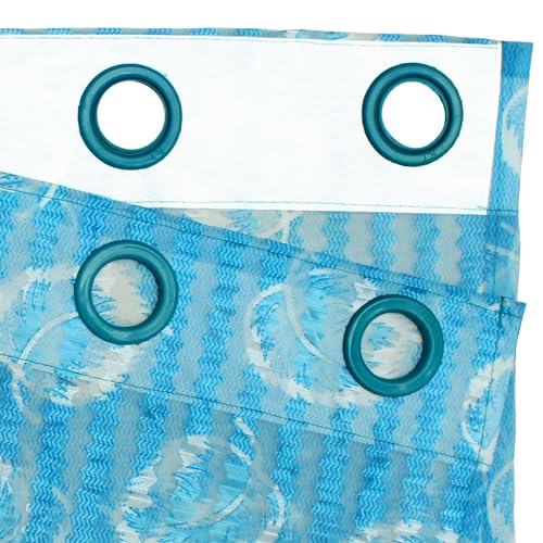 Image of Window Curtains 5 Feet Set of 10 | Leaf Design Transparent Sheer Curtain | Blue Polyester Window Curtain | Curtains for Living Room | 118 x 152 cm | Perfect for Home Decor