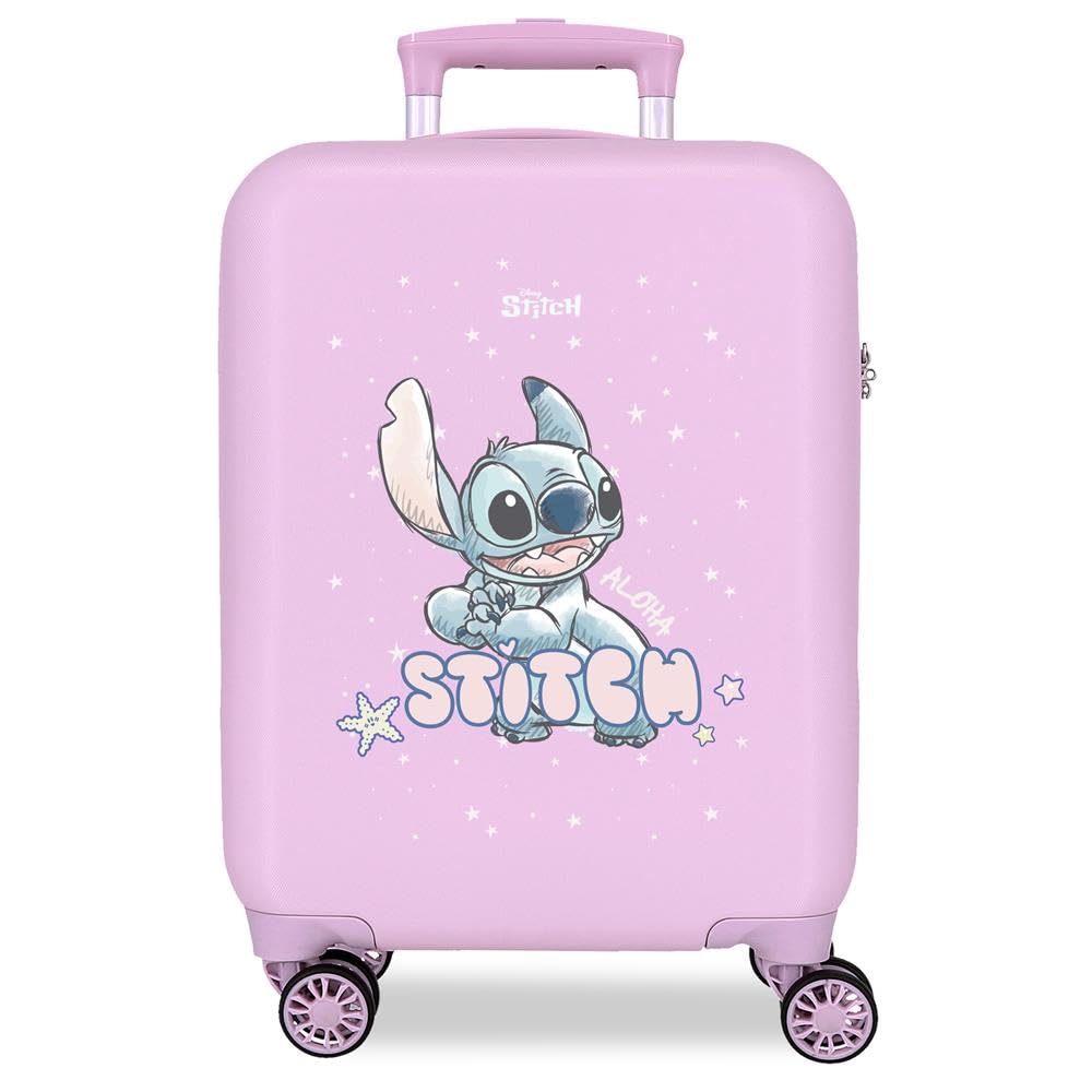 Joumma Disney Lovely Stitch Maleta Infantil Maleta Cabina Azul Blanco Rígida ABS Cierre de combinación Lateral 4 Ruedas Equipaje de Mano