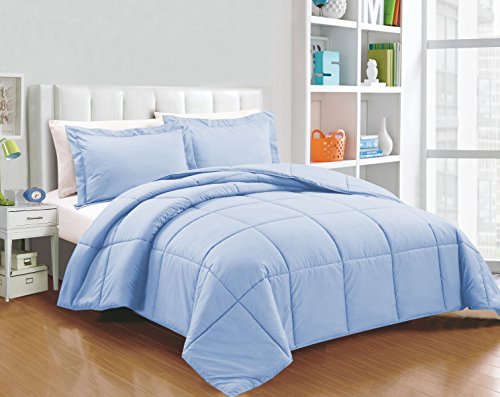 Parure de lit 600 fils en coton d'Egypte bleu clair double luxe