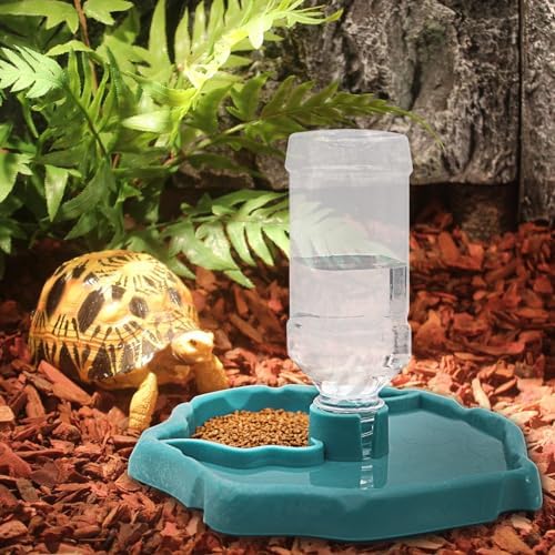 Terrarium Bowls Reptile Water Dish Tortoise Water Bowl Reptile Feeding Dish Refilling Reptile Turtle Food Water Automatic Feeders Waterer Dispenser Bottle Feeding Dish for Lizard Chameleon image 5