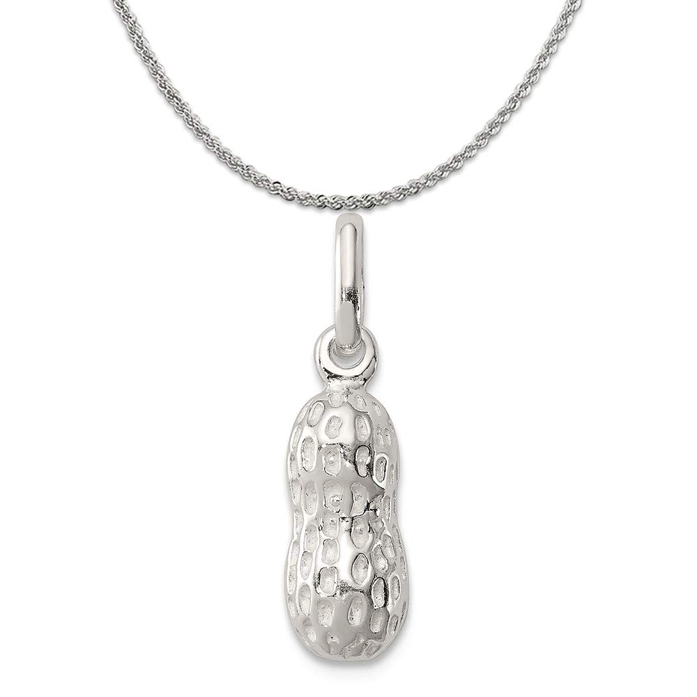 Mireval Sterling Silver Peanut Charm on a Sterling Silver Chain Necklace, 16"-20"