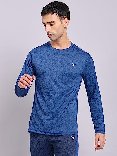 Image of TECHNOSPORT Men's Slim Fit Full Sleeve Round Neck T-Shirt, Double Cool Quick Dry Moisture Wicking Stretchable Sports Gym and Casual Wear