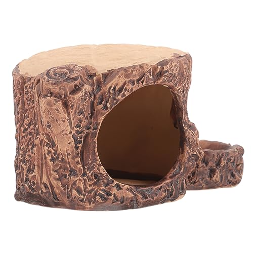 Sosoport Ceramic Hamster House Cooling Pet Nest for Small Animals Stump Modeling Design Comfortable Hideout for Hamsters Safe and Smooth Surface for Pets