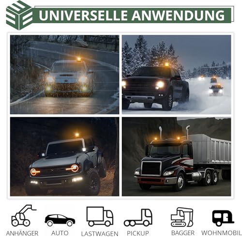 EYPINS Rundumleuchte Akku mit Fernbedienung, 12V 24V Warnleuchte Auto Gelb, 6 Blitzmuster aufladbare LED Rundumleuchte mit Magnet-Saugnapf, Warnleuchte Auto für Traktor KFZ LKW SUV| Blendfreie Gehäuse