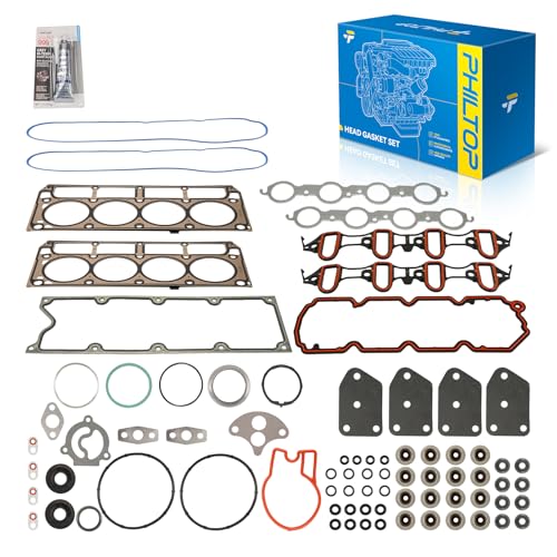 Image of PHILTOP HS26191PT1 Head Gasket Set Fit for Chevrolet Silverado Suburban 1500 Tahoe Avalanche Express 2002-2003, GMC Sierra Yukon XL 1500, for 4.8L 5.3L Engine Cylinder Head Gasket Kit