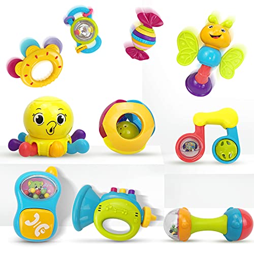 EastSun Baby Toys 0-6 Months Rattle Toys Baby Sensory Toy for 3 6 9 12 Month Newborn Infant Boys Girls 10 Pcs Gift Set…