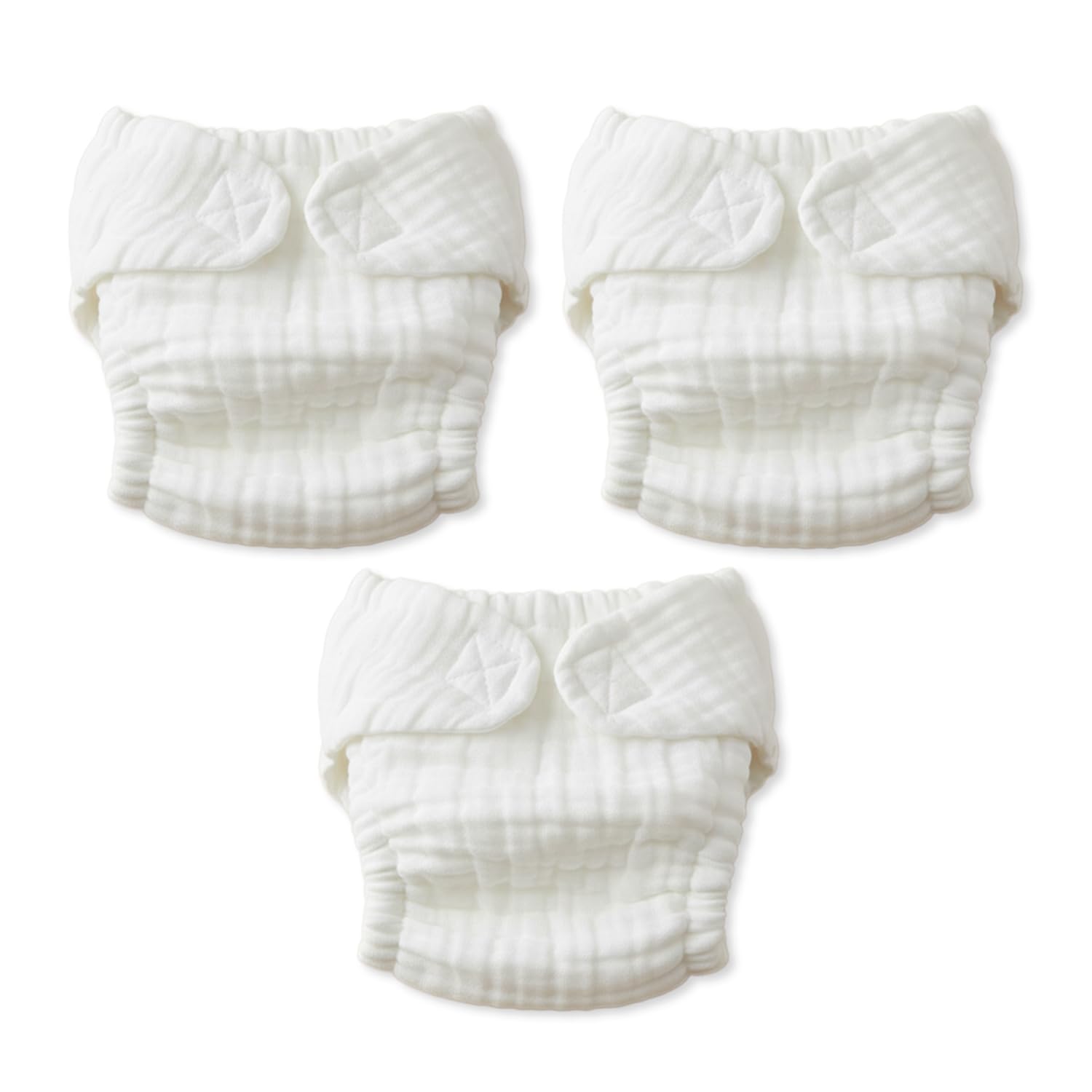 BabyMoo Plain 12 Layer Absorbent Muslin Diaper Pack of 3 I Infant Baby Reusable Musling Diaper for New Born Baby 3-6 Months - White-image-9