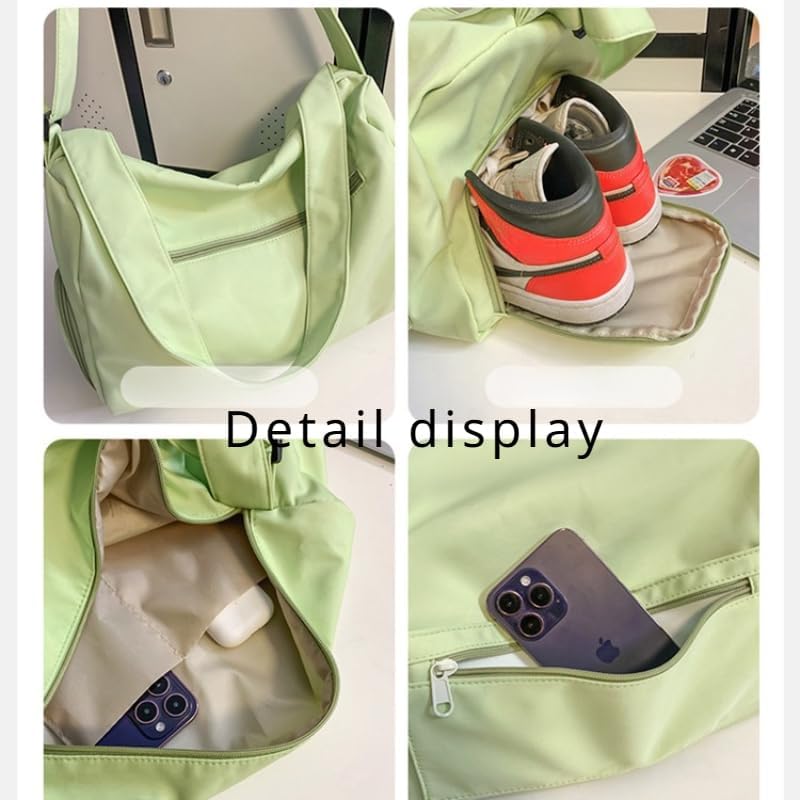 かわいいメッセンジャーバッグ 美しいジムバッグ シューズコンパートメント付き かわいいトラベルバッグ かわいいもの入り (ピンク)